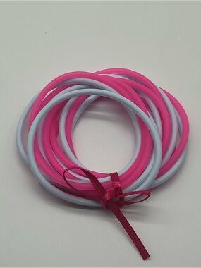 Set of 12 Pink and Pastel Blue Jelly Bracelets
